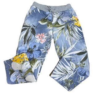 THE ITALIAN CARTEL Women’s Floral Cotton Jogger Pants Made in Italy Size Small